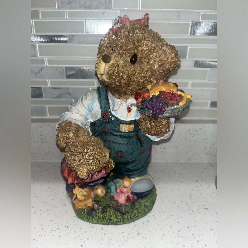 Vintage collectible teddy bear statue 13in